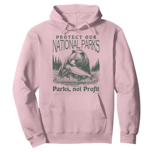 Protect Our National Parks Hoodie Parks Not Profits Retro Bear Nature Graphic TS02 Light Pink Print Your Wear