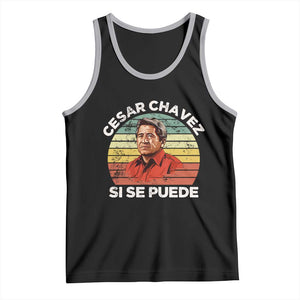 Cesar Chavez Tank Top Si Se Puede Mexican Hispanic Heritage Month Vintage TS02 Black Athletic Heather Print Your Wear