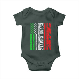 Cesar Chavez Baby Onesie American Mexican Flag Patriotic Mexico Distressed TS02 Print Your Wear