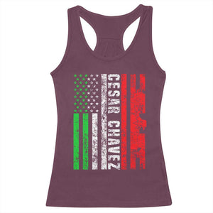 Cesar Chavez Racerback Tank Top American Mexican Flag Patriotic Mexico Distressed TS02 Maroon Print Your Wear