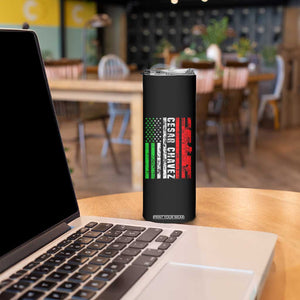 Cesar Chavez Skinny Tumbler American Mexican Flag Patriotic Mexico Distressed TS02 Print Your Wear