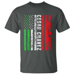 Cesar Chavez T Shirt American Mexican Flag Patriotic Mexico Distressed TS02 Dark Heather Print Your Wear