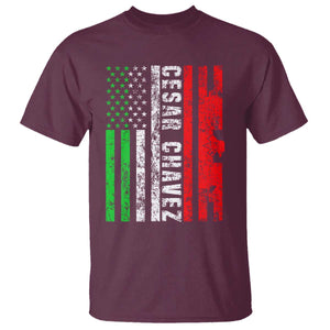 Cesar Chavez T Shirt American Mexican Flag Patriotic Mexico Distressed TS02 Maroon Print Your Wear
