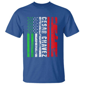 Cesar Chavez T Shirt American Mexican Flag Patriotic Mexico Distressed TS02 Royal Blue Print Your Wear
