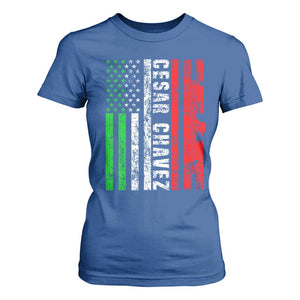 Cesar Chavez T Shirt For Women American Mexican Flag Patriotic Mexico Distressed TS02 Royal Blue Print Your Wear