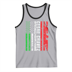 Cesar Chavez Tank Top American Mexican Flag Patriotic Mexico Distressed TS02 Athletic Heather Black Print Your Wear