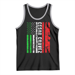 Cesar Chavez Tank Top American Mexican Flag Patriotic Mexico Distressed TS02 Black Athletic Heather Print Your Wear