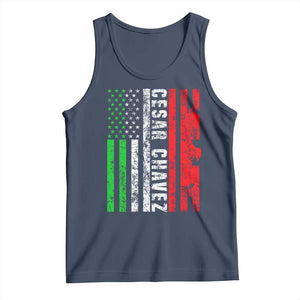 Cesar Chavez Tank Top American Mexican Flag Patriotic Mexico Distressed TS02 Navy Print Your Wear