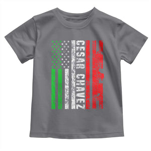 Cesar Chavez Toddler T Shirt American Mexican Flag Patriotic Mexico Distressed TS02 Charcoal Print Your Wear