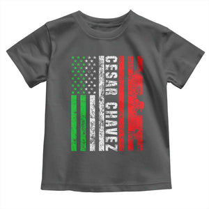 Cesar Chavez Toddler T Shirt American Mexican Flag Patriotic Mexico Distressed TS02 Dark Heather Print Your Wear