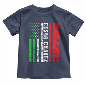Cesar Chavez Toddler T Shirt American Mexican Flag Patriotic Mexico Distressed TS02 Navy Print Your Wear