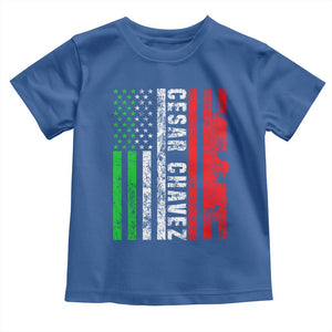 Cesar Chavez Toddler T Shirt American Mexican Flag Patriotic Mexico Distressed TS02 Royal Blue Print Your Wear