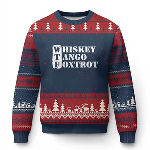WTF Whiskey Tango Foxtrot Ugly Christmas Sweater Military Phonetic Alphabet Funny TS02 Navy Red Print Your Wear