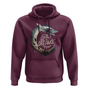 Dragonfly Hoodie Follow Your Dream Moon Child Dragonfly Dreamer Inspirational Shirt for Women, Dragonfly T-shirt, Dragonfly Gift, Insect Lover Shirt, Spiritual Shirt TS02 Maroon Print Your Wear