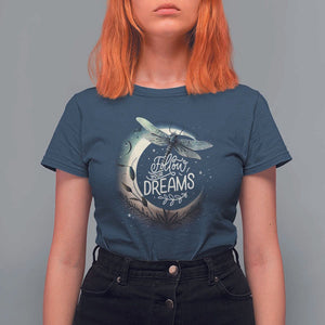 Dragonfly T Shirt For Women Follow Your Dream Moon Child Dragonfly Dreamer Inspirational Shirt for Women, Dragonfly T-shirt, Dragonfly Gift, Insect Lover Shirt, Spiritual Shirt TS02 Navy Print Your Wear