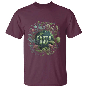 Earth Day T Shirt Green Planet TS02 Maroon Printyourwear