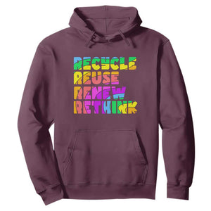 Earth Day Hoodie Recycle Reuse Renew Rethink The Four Rs TS02 Maroon Printyourwear