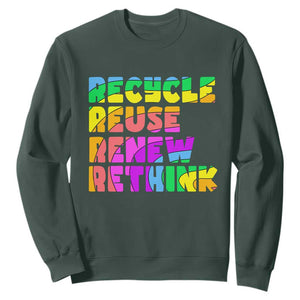 Earth Day Sweatshirt Recycle Reuse Renew Rethink The Four Rs TS02 Dark Forest Green Printyourwear