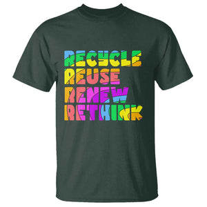 Earth Day T Shirt Recycle Reuse Renew Rethink The Four Rs TS02 Dark Forest Green Printyourwear