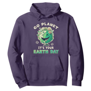 Earth Day Hoodie Go Planet It's Your Birthday Retro Groovy TS02 Purple Printyourwear