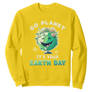 Earth Day Sweatshirt Go Planet It's Your Birthday Retro Groovy TS02 Daisy Printyourwear