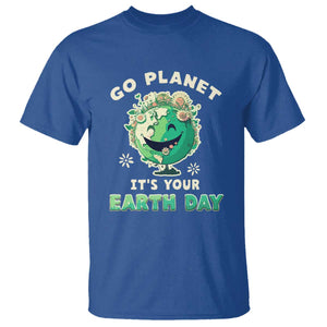Earth Day T Shirt Go Planet It's Your Birthday Retro Groovy TS02 Royal Blue Printyourwear