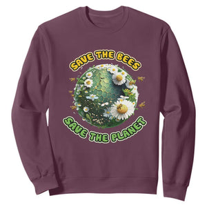 Earth Day Sweatshirt Save The Bees Save The Planet Beekeeper TS02 Maroon Printyourwear