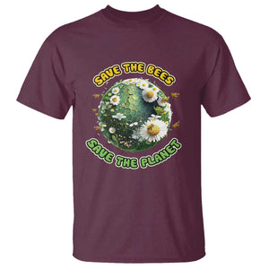 Earth Day T Shirt Save The Bees Save The Planet Beekeeper TS02 Maroon Printyourwear