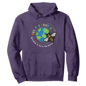 Earth Day Hoodie Bee The Change You Wish To See In The World Planet Honeybee TS02 Purple Printyourwear
