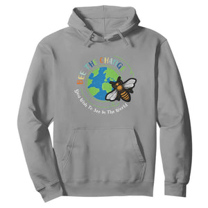 Earth Day Hoodie Bee The Change You Wish To See In The World Planet Honeybee TS02 Sport Gray Printyourwear