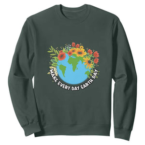 Earth Day Sweatshirt Make Everyday Green Planet TS02 Dark Forest Green Printyourwear