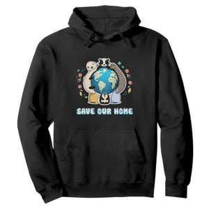 Earth Day Hoodie Wildlife Save Our Home Animals TS02 Black Printyourwear