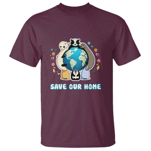 Earth Day T Shirt Wildlife Save Our Home Animals TS02 Maroon Printyourwear