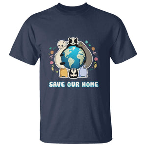Earth Day T Shirt Wildlife Save Our Home Animals TS02 Navy Printyourwear