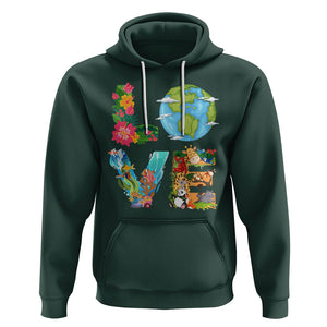 Love Earth Hoodie Mother Go Planet Ocean Wildlife Protection TS02 Dark Forest Green Printyourwear