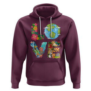 Love Earth Hoodie Mother Go Planet Ocean Wildlife Protection TS02 Maroon Printyourwear