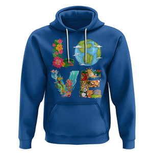 Love Earth Hoodie Mother Go Planet Ocean Wildlife Protection TS02 Royal Blue Printyourwear