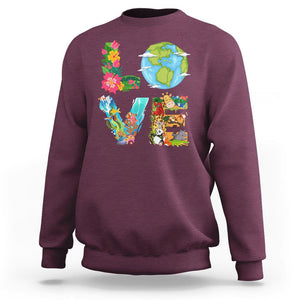 Love Earth Sweatshirt Mother Go Planet Ocean Wildlife Protection TS02 Maroon Printyourwear