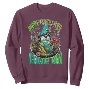 Gnome Earth Day Sweatshirt Make Everyday Earth Day Green Planet TS02 Maroon Printyourwear