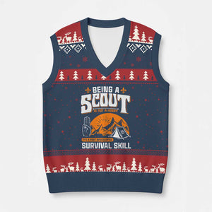 Funny Scout V-Neck Knit Sweater Vest Being A Scout Is Not A Hobby Survival Skill Adventure TS02 Navy Red Print Your Wear
