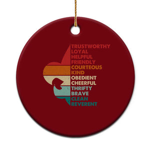 Retro Scout Law Values Ceramic Ornament Vintage Fleur-de-Lis TS02 1pc Red Print Your Wear