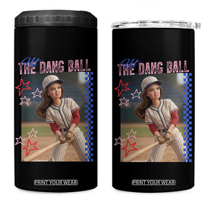 Hit The Dang Ball Funny Doll Baseball Graphic 4 in 1 Can Cooler Tumbler Sassy Sports Fan Gift TS02 One Size: 16 oz Black Print Your Wear