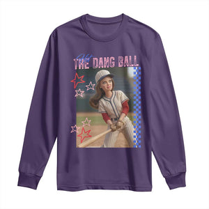 Hit The Dang Ball Funny Doll Baseball Graphic Long Sleeve Shirt Sassy Sports Fan Gift TS02 Purple Print Your Wear