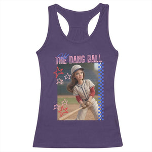 Hit The Dang Ball Funny Doll Baseball Graphic Racerback Tank Top Sassy Sports Fan Gift TS02 Purple Print Your Wear