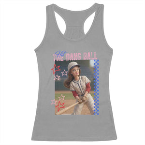 Hit The Dang Ball Funny Doll Baseball Graphic Racerback Tank Top Sassy Sports Fan Gift TS02 Sport Gray Print Your Wear