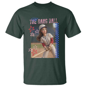 Hit The Dang Ball Funny Doll Baseball Graphic T Shirt Sassy Sports Fan Gift TS02 Dark Forest Green Print Your Wear
