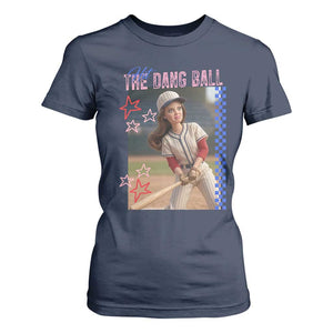 Hit The Dang Ball Funny Doll Baseball Graphic T Shirt For Women Sassy Sports Fan Gift TS02 Navy Print Your Wear
