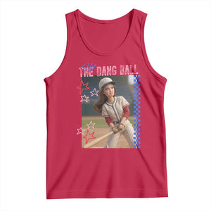Hit The Dang Ball Funny Doll Baseball Graphic Tank Top Sassy Sports Fan Gift TS02 Red Print Your Wear