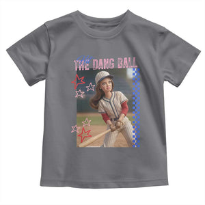 Hit The Dang Ball Funny Doll Baseball Graphic Toddler T Shirt Sassy Sports Fan Gift TS02 Charcoal Print Your Wear