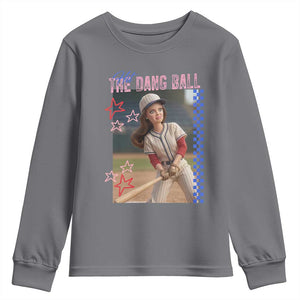 Hit The Dang Ball Funny Doll Baseball Graphic Youth Sweatshirt Sassy Sports Fan Gift TS02 Charcoal Print Your Wear